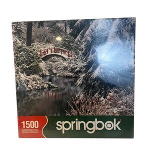 Springbok Jigsaw Puzzle Natures Crossing 1500 Piece Winter Snow Bridge Brand New